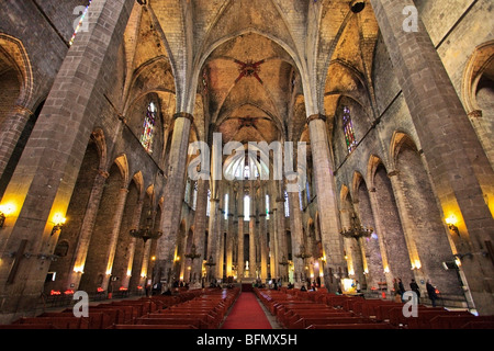 Spanien, Cataluna, Barcelona, Santa Caterina ich La Ribera, das Innere der Kirche Santa Maria del Mar Stockfoto