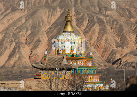 Tongren Wutun Si-Tempel in China, Provinz Qinghai, bei Gomar Lamakloster Stockfoto