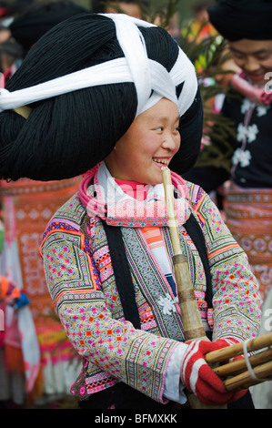 China, Provinz Guizhou, Sugao Dorf, lange Horn Miao Neujahrsfest festival Stockfoto