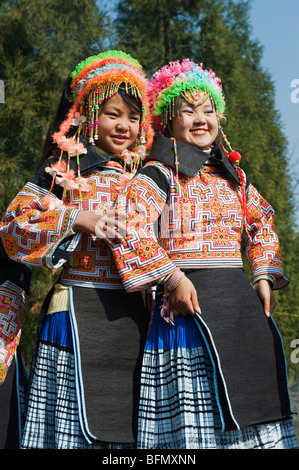 China, Provinz Guizhou, Xinyao Dorf, Mädchen auf einem 4 Dichtungen Miao Neujahrsfest festival Stockfoto