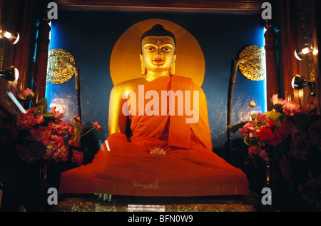 Buddha-Statue, Mahabodhi-Tempel, Mahabodhi Mahavihar, UNESCO-Weltkulturerbe, Bodhgaya, Bodh Gaya, Bihar, Indien, Asien Stockfoto