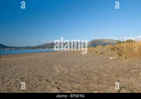 Zante Zakinthos der Strand von Kalamaki, Laganas. Nisten Strand die Unechte Karettschildkröte (Caretta Caretta) Stockfoto