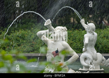 Brunnen im Forsyth Park, Savannah, Georgia, USA Stockfoto