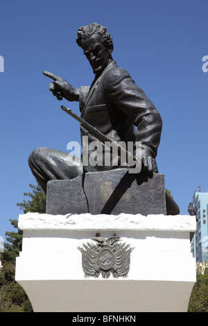 Denkmal für Eduardo Abaroa Hidalgo (ein Held der Schlacht von Calama während des Pazifikkrieges gegen Chile), Plaza Abaroa, La Paz, Bolivien Stockfoto