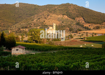 Schöne Sant Antimo - gegründeten Klosters 781 n. Chr. in der Nähe von Castelnuovo dell'Abate, Toskana Italien Stockfoto