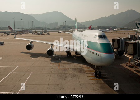 Boeing 747, Flughafen Hongkong Stockfoto