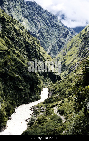 Kali Ganga Fluss; Kali Fluss; Sharda Fluss; Sarda Fluss; Sharadi Nadi; Mahakali Fluss; Kumaon; Pithoragarh; Uttarakhand; Indien; Asien Stockfoto