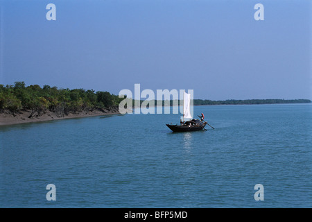 Fischerboot; Sundarbans National Park; Ganges Delta; Westbengalen; Indien; asien Stockfoto