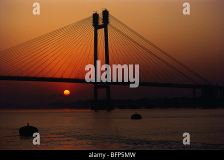 MAA 66162: Zweite Howrah Vidyasagar Setu über Fluss; Kalkutta Calcutta; Westbengalen; Indien Stockfoto