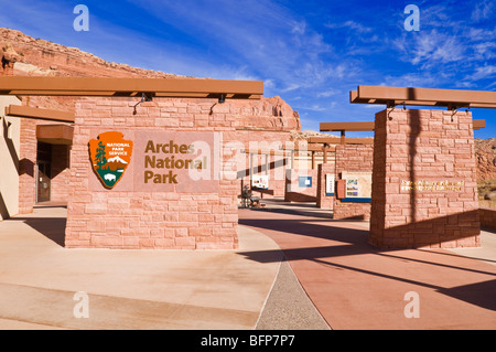 Die Bögen Visitor Center, Arches-Nationalpark, Utah Stockfoto