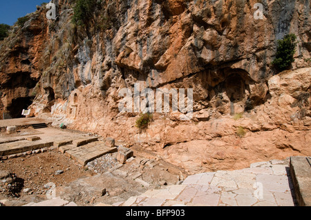 Baneas Nationalpark Quelle des Jordans, Tempel für den Gott Pan Stockfoto