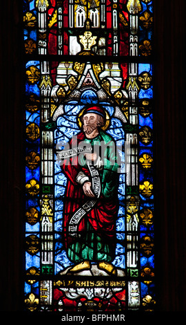 Mittelalterliche Glasmalerei panel von Ost-Fenster zeigt Isiah innen 14. Jahrhundert Wells Cathedral Somerset England UK United States Stockfoto