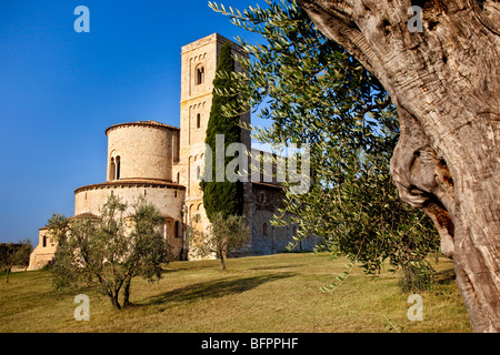 Schöne Sant Antimo - gegründeten Klosters 781 n. Chr. in der Nähe von Castelnuovo dell'Abate, Toskana Italien Stockfoto