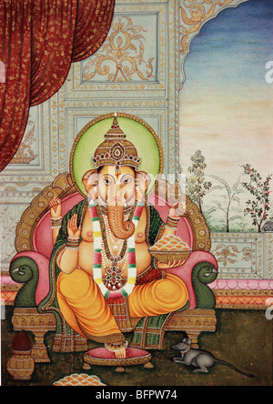 Gott Ganesh Miniaturbild auf Papier Stockfoto