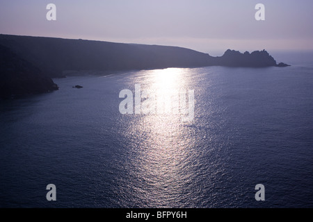 Logan Rock aus Minack Theatre, Cornwall, England Stockfoto