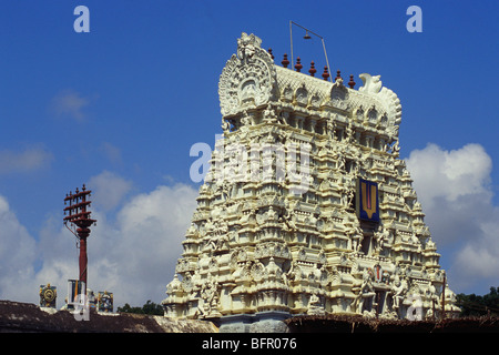 NMK 66950: Gopuram der Sri Sthalasayana Perumal Tempel Maha Vishnu Tempel; Mahabalipuram Mamallapuram; Tamil Nadu; Indien Stockfoto