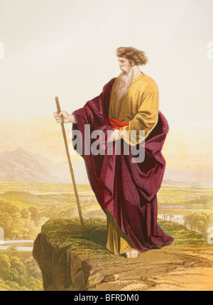 Moses das gelobte Land am Ende des Auszugs anzeigen. Stockfoto