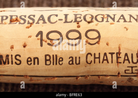 Pessac Leognan 1999 Wein Korken Stockfoto