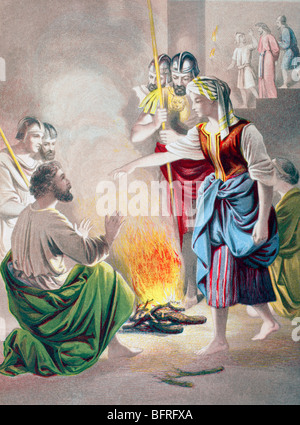 Petrus verleugnet Jesus gefragt, indem der Hohepriester Dienstmädchen zu kennen. Stockfoto