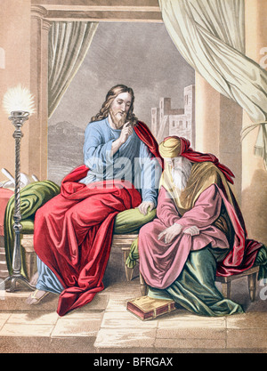 Jesus mit dem Pharisäer Nikodemus Stockfoto
