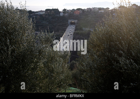 Autobahn A10 Celle Ligure Ligurien Italien Stockfoto