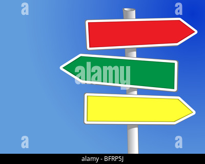 Wegweiser mit drei Pfeilen (XXL) Ihren eigenen Text hinzufügen Stockfoto