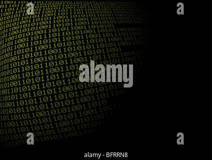 Grüne Binärcode mit Blow up-Effekt Stockfoto