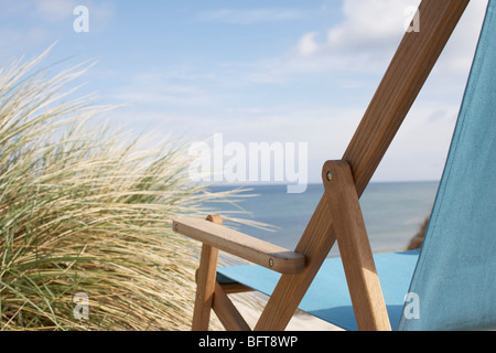 Butterfly Chair am Strand, Vorupoer, Jylland, Dänemark Stockfoto