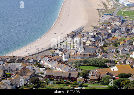 Chesil Beach am südlichsten Isle of Portland Dorset mit Blick auf Flotte Stockfoto