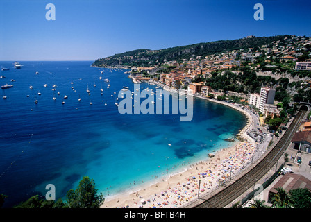 Die wunderschöne Bucht von Villefranche-Sur-Mer in der Nähe von Nizza Stockfoto