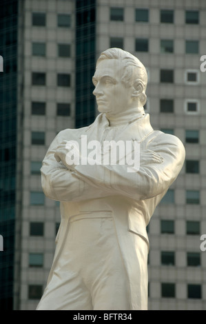 Porträt-Statue von Sir Thomas Stamford Raffles (1781–1826), Kolonialverwalter, Gouverneur und Gründer von Singapur, Clarke Quay Singapur Stockfoto