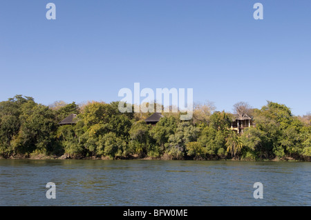 Der River Club Lodge, Zambesi River, Sambia. Stockfoto