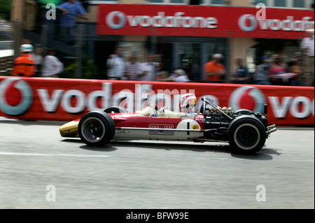 Historischen Lotus 49 F1 Wagen aus den späten 1960ern. La Racasse Ecke Monaco historischen GP Rennen. Stockfoto