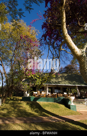 Der River Club Lodge, Zambesi River, Sambia. Stockfoto