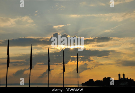 Sonnenuntergang in Friedrichshafen, Bodensee, Baden-Württemberg, Deutschland Stockfoto