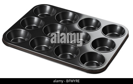 Schwarze 12 Tasse Muffinblech - Ausschnitt Stockfoto