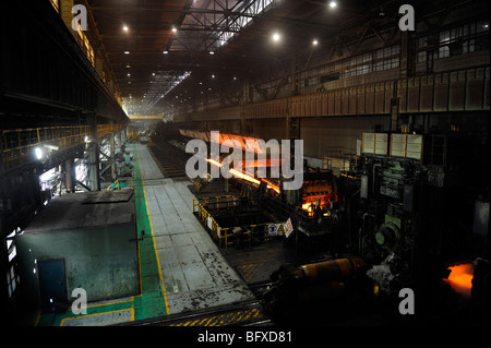 Geschmolzene Kochplatte Stahl, gerollt in Shanghai Baosteel Fabrik. 20. Oktober 2009 Stockfoto