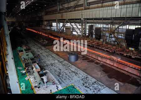 Geschmolzene Kochplatte Stahl, gerollt in Shanghai Baosteel Fabrik. 20. Oktober 2009 Stockfoto