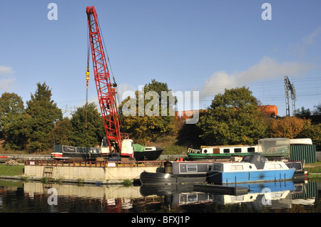 Winkwell Dock am Grand Union Canal, Hertfordshire, UK. Stockfoto