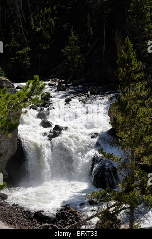 Kaskade in Firehole Canyon im Yellowstone-Nationalpark Stockfoto