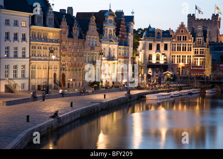 Fassaden am Leie Kanal, Ghent; Belgien; Europa Stockfoto