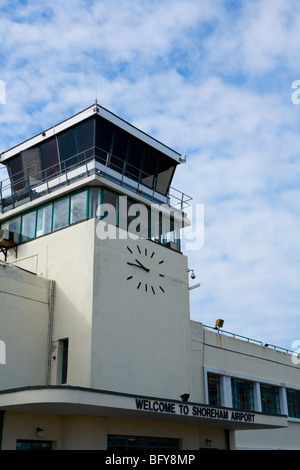 Kontrollturm, Shoreham Flughafen, Sussex, England Stockfoto