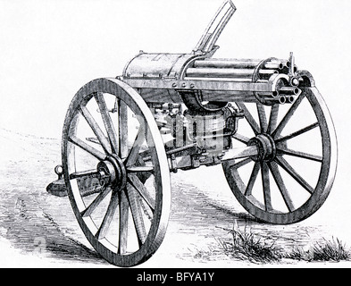 GATLING-KANONE 1862 MODELL. Eines der ersten Modelle von American Erfinder Dr. Richard Jordan Gatling entworfen Stockfoto