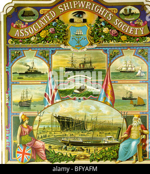 Damit verbundenen SHIPWRIGHTS SOCIETY - Beitrittsformular einer viktorianischen Gewerkschaft gegründet 1882 Stockfoto