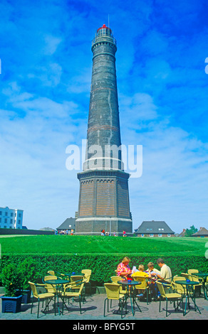 die so genannten neuen Leuchtturm auf der Insel Borkum, Ostfriesland, Niedersachsen, Norddeutschland Stockfoto