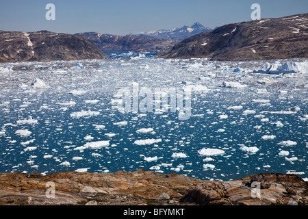 Eis-Labyrinth im Sermilik Fjord, Ammassalik Bezirk, Ostgrönland, Grönland, Dänemark Stockfoto