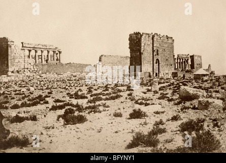 Die Ruinen der Tempel der antiken Palmyra, oder Tadmor, in Syrien, im späten 19. Foto Stockfoto