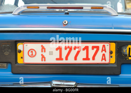 Taxi-Nummer Platte, Piazza Addis Abeba, Äthiopien Stockfoto