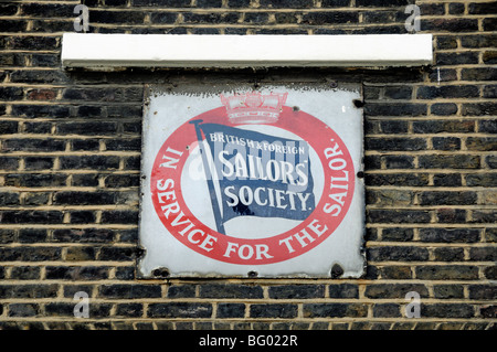 Britische & ausländische Seeleute Gesellschaft Zeichen Limehouse London England UK Stockfoto