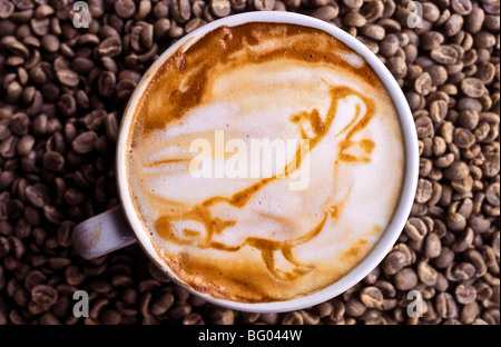 Bild skizziert im Caffè latte Stockfoto
